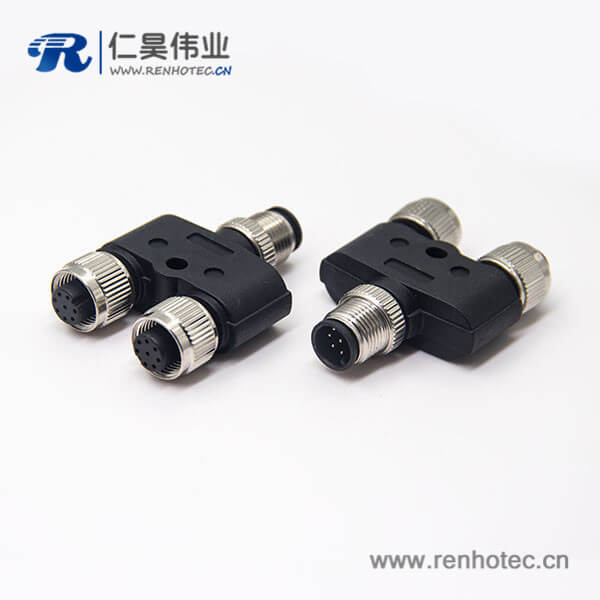 m12螺纹转接头一公转两母8pinY型 m12螺纹转接头一公转两母8pinY型