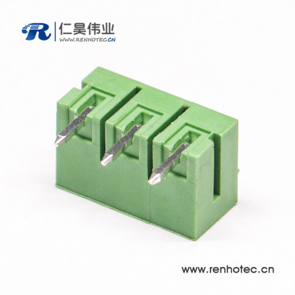 3pin90度弯式PCB板穿孔式绿色端子插拔式对接端子
