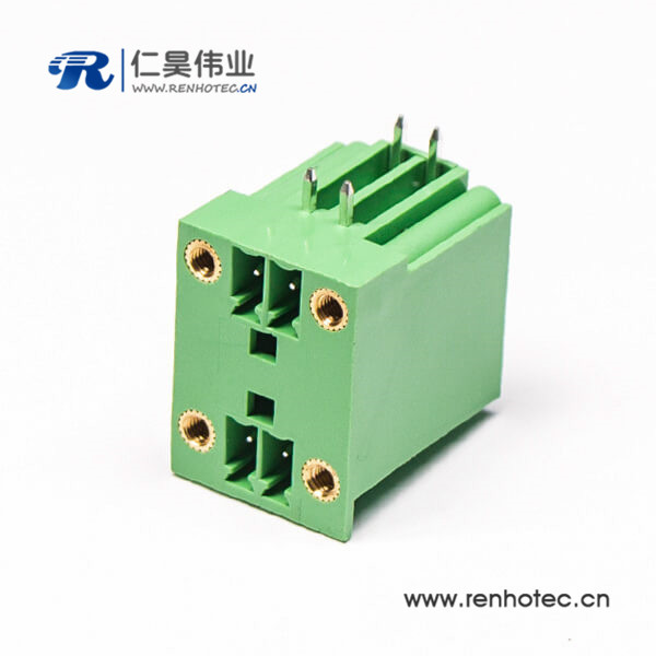 PCB绿色4芯直式4孔接线端子法兰方形面板安装穿墙式端子