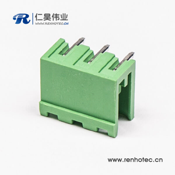 插拔式接线端子穿孔式PCB板安装弯针3芯绿色端子接线