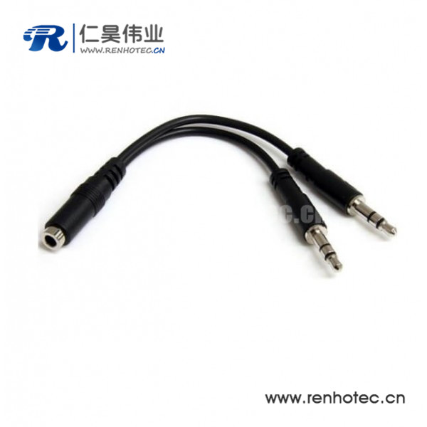 3.5mm母对公线材Y型耳机延长线30CM 3.5mm母对公线材Y型耳机延长线30CM