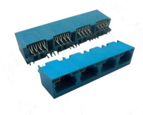 1*4四联口RJ45立式网络插座8P8C蓝色
