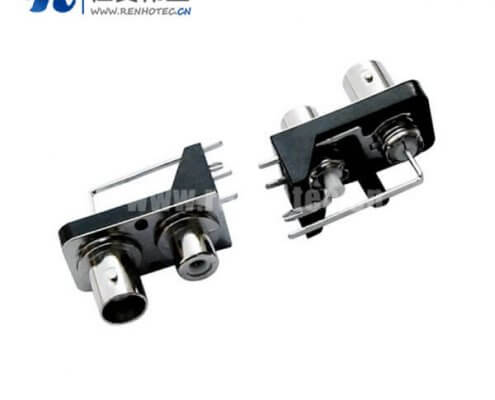 BNC射频pcb阿联酋vs丹麦亚盘带RCA绝缘同轴黑色塑胶外壳弯式母头