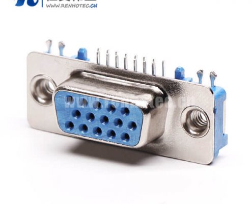 DB15P母头弯脚三排高密度蓝色胶芯子带鱼叉脚