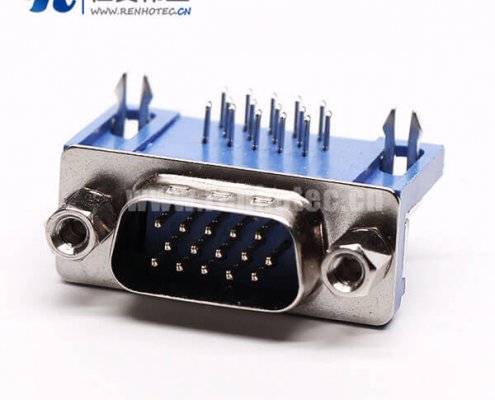 db15三排公头90度弯式焊板铆锁蓝色胶芯
