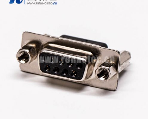 d-sub阿联酋vs丹麦亚盘9针母头铆锁螺母直式插孔接PCB板