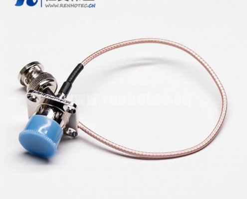 BNC电缆直式公头转4孔法兰N母头线材组装压接