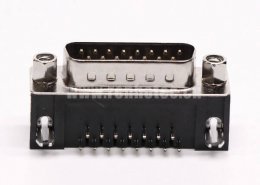 D-Sub15阿联酋vs丹麦亚盘插座公头弯式90°黑胶铆锁接PCB板