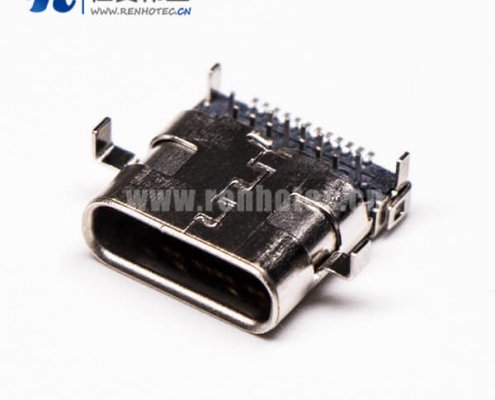 usb3.1type c母座弯头90度沉板式插板smt