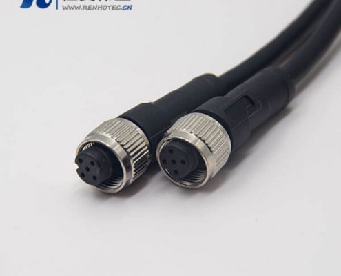 m12标准电缆5芯母头直式180度注塑线双边