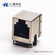 rj12插座6p6c弯式带屏蔽座子单口插PCB板不带灯