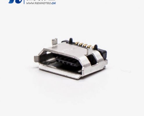 micro usb接口母座5pinB型插板直式SMT脚间距5.65