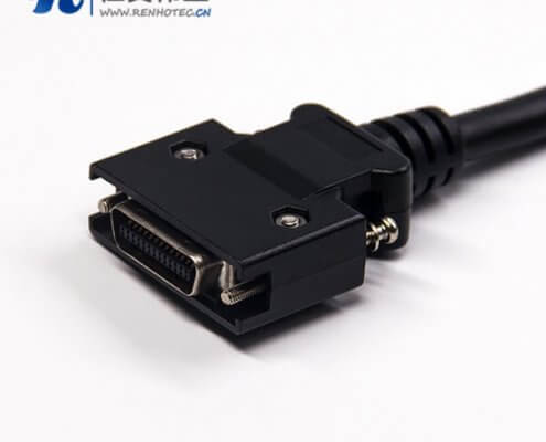 SCSI 26针接头HPCN型黑色塑胶壳线材公转公直式螺丝锁接双边线1米