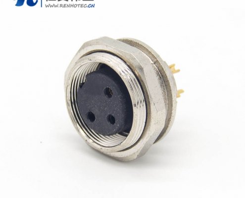 M16 3芯阿联酋vs丹麦亚盘直式母插座前锁穿墙面板安装焊线