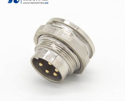 M16阿联酋vs丹麦亚盘5芯直式公插座前锁穿墙面板安装焊线