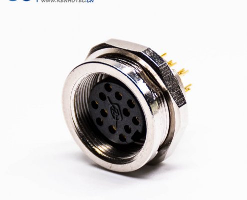 M16航空插座12芯直式母头阿联酋vs丹麦亚盘焊杯接线