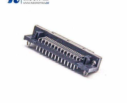 SCSI 插座HPCN型50芯母头弯式阿联酋vs丹麦亚盘
插孔式PCB板安装