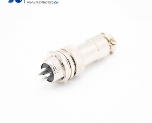 GX12 4芯插头插座常规款直式圆形后锁穿墙焊线阿联酋vs丹麦亚盘