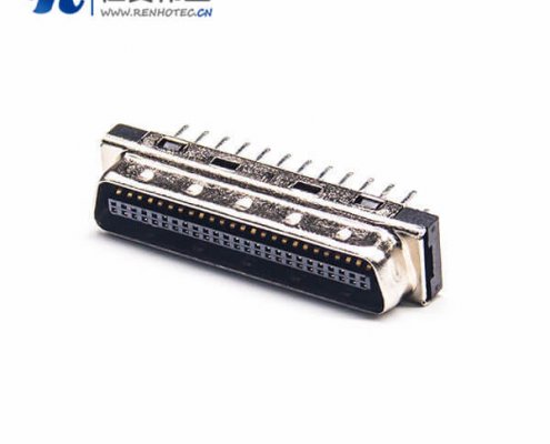 SCSI 50针HPCN型50芯直式公头插孔式PCB板安装