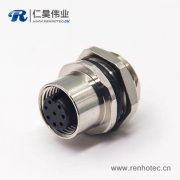 m12防水插座直式母头接线防水后锁板面板安装航空阿联酋vs丹麦亚盘