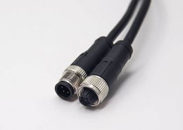 c型螺纹m12 5芯直式电缆公对母插头不带屏蔽传感器1M AWG22