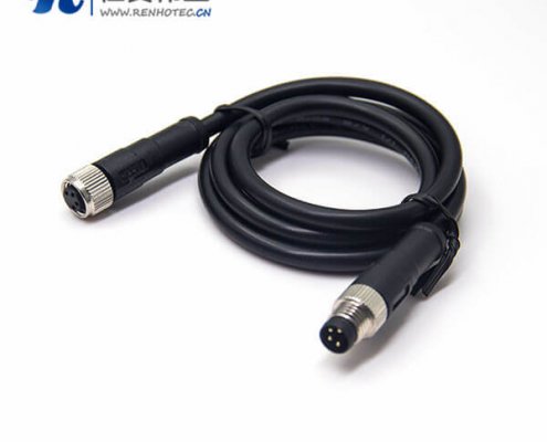m8传感器电缆24AWG线长2米不带屏蔽4芯180度公转母