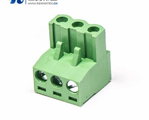 螺钉式弯式插头插拔接线端子带三螺钉端子绿色