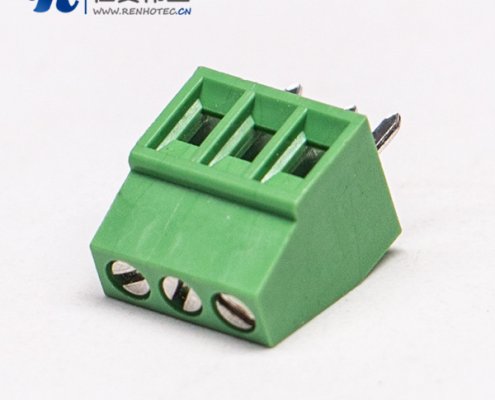 直式3芯绿色端子螺钉式穿孔式接PCB板