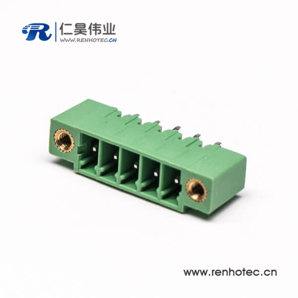绿色的穿孔插板接线端子5芯直式绿色插拔式端子接线