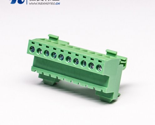 螺钉式穿孔式10芯接线端子排面板安装绿色端子座