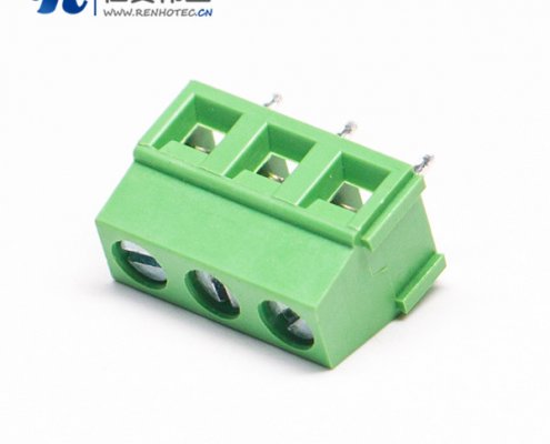 螺钉直式端子穿孔式3芯绿色插PCB板端子接接线