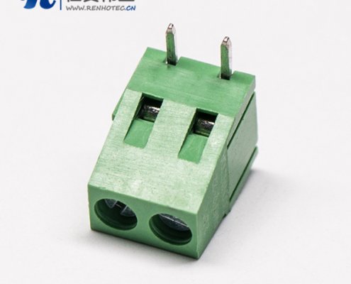 2芯接线端子螺钉式绿色弯式插PCB板端子接线