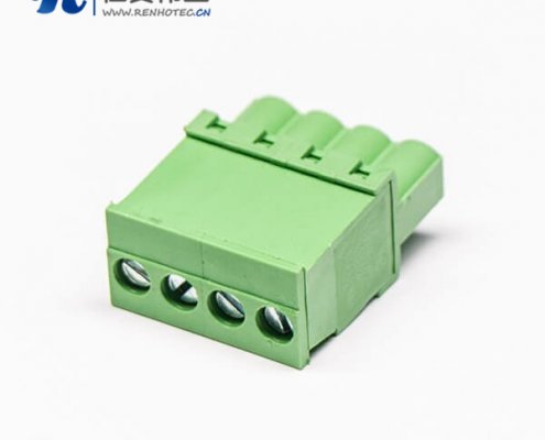 插头直式绿色插拔式接线端子4螺丝插头绿色端子直式