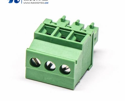 绿色直式插拔式插接端子压接接线三螺丝穿孔式插板