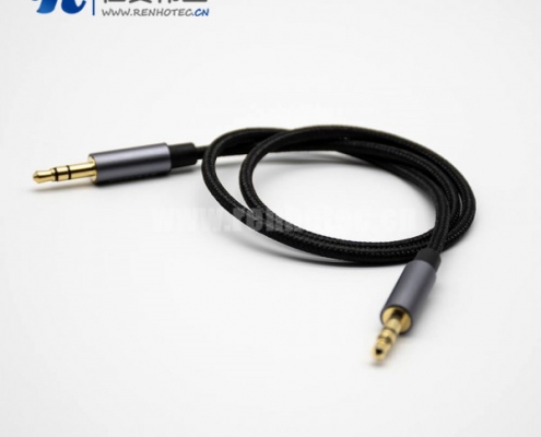 3极耳机插头直径3.5mm公转公直式3极黑色音频线0.5米-3米