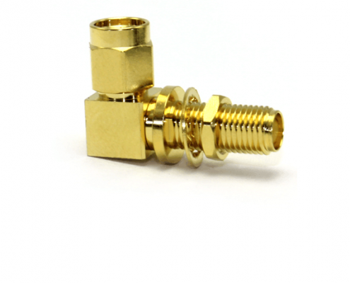 SMA射频转接头反极母头转SMA标准公头弯式穿墙安装