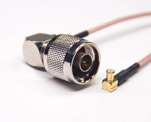 RF射频线材N型接头镀镍弯式公头转MCX弯式公头接RG316线
