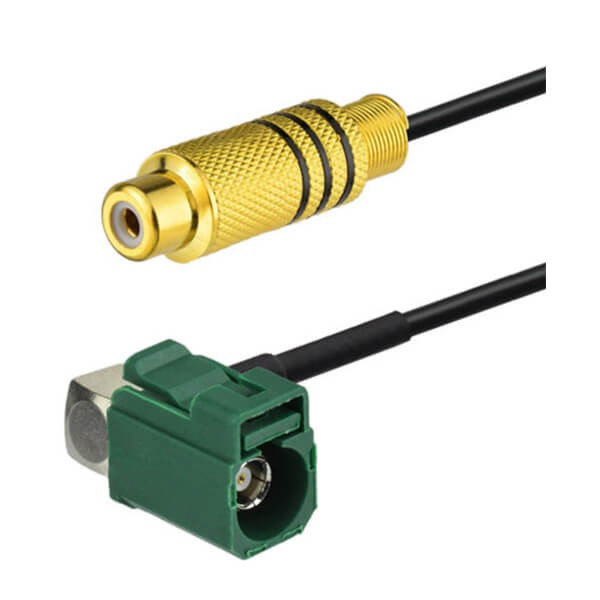 Fakra弯头E型母头转RCA母头阿联酋vs丹麦亚盘线材用于汽车倒车后视镜15厘米