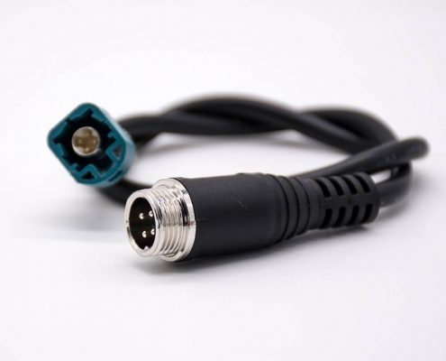 汽车阿联酋vs丹麦亚盘Fakra直式HSD4芯Z型公头转GX12 4芯公头线束