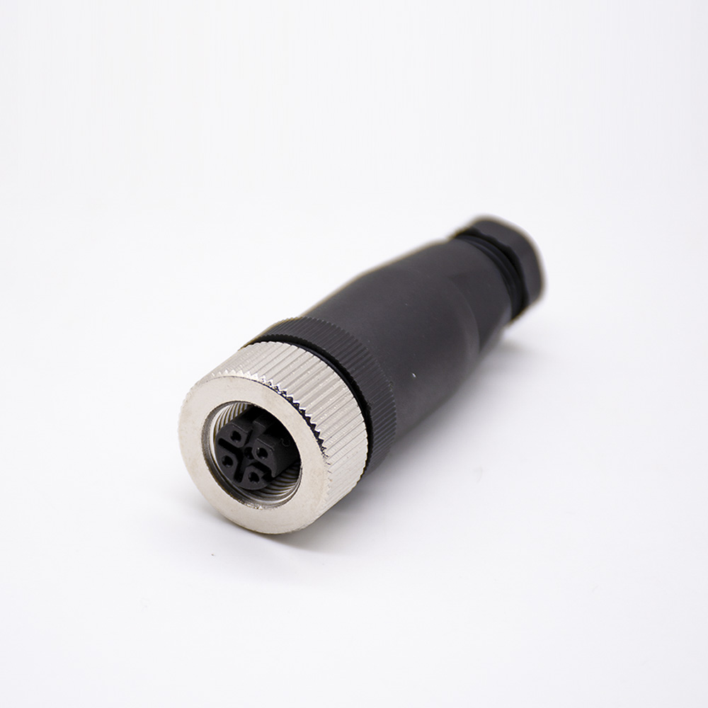 M12现场组装插头D编码4芯母直式不带屏蔽塑料外壳PG7