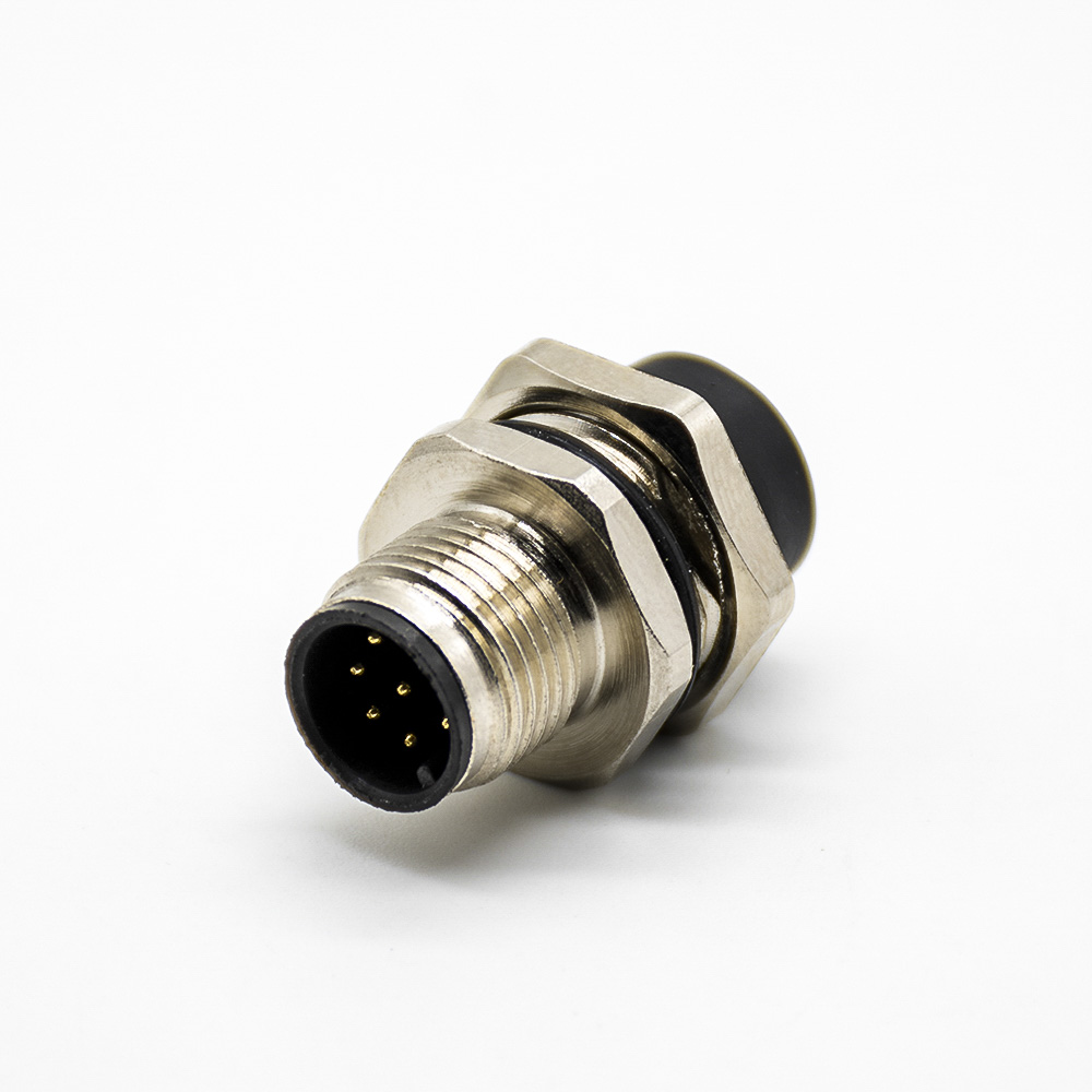 插座8芯后锁板A扣直式公头接PCB板防水M12传感器阿联酋vs丹麦亚盘