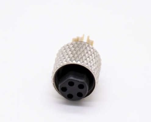 M8接头5芯注塑母头直式焊杯不带屏蔽A编码