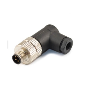 M8现场组装插头4芯公弯式不带屏蔽塑料外壳M8*1.0定制