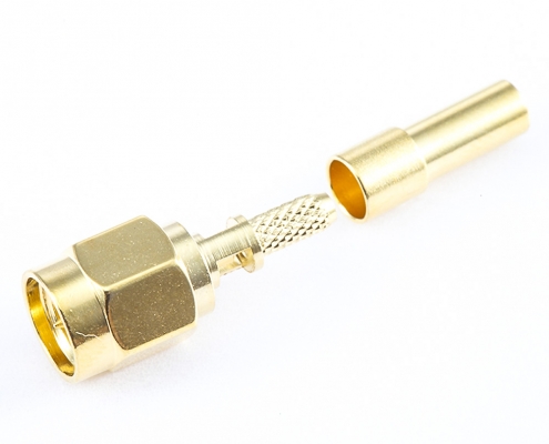 SMA公头直式焊接压接器压接用于RG178 / 1.45MM