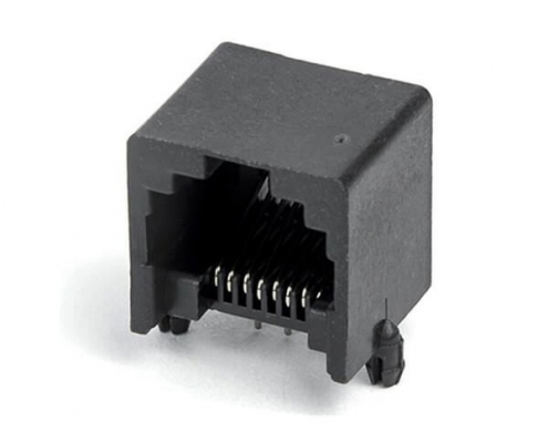 插件网络接口RJ45PCB-8P8C无边90度黑色通信接插件国标耐高温网络接口母座X2