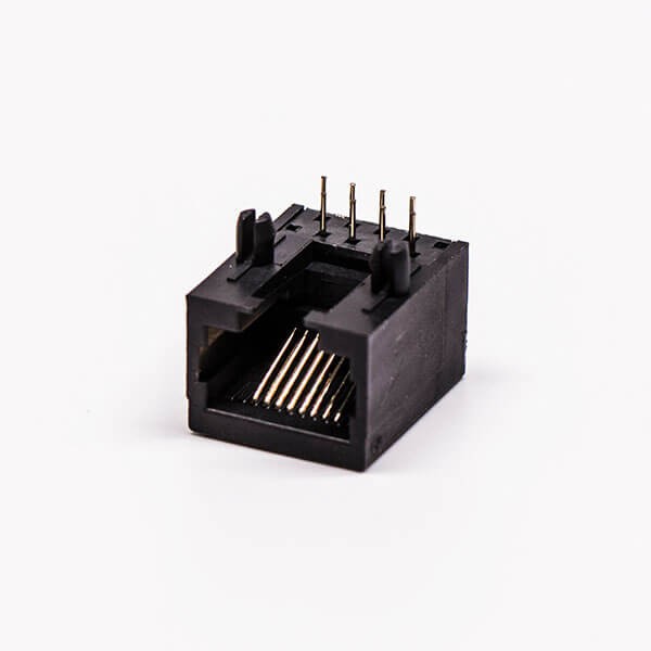 rj45全塑网口黑色单口母座弯角不带屏蔽PCB板端