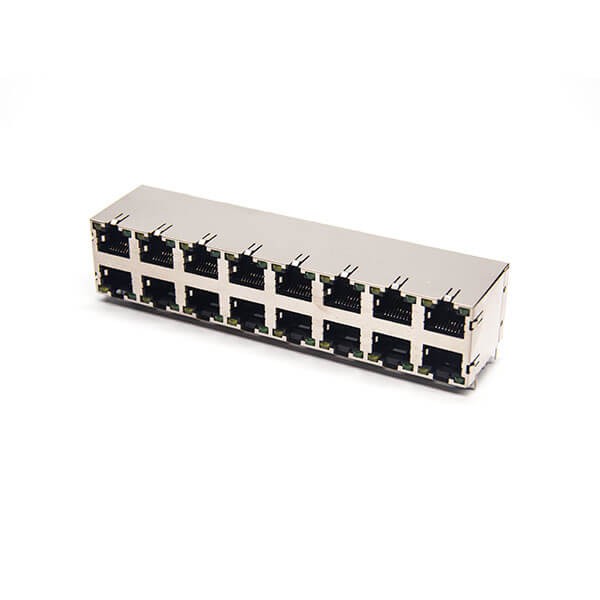 rj452x8母座弯式带屏蔽网络端口8p8c插PCB板