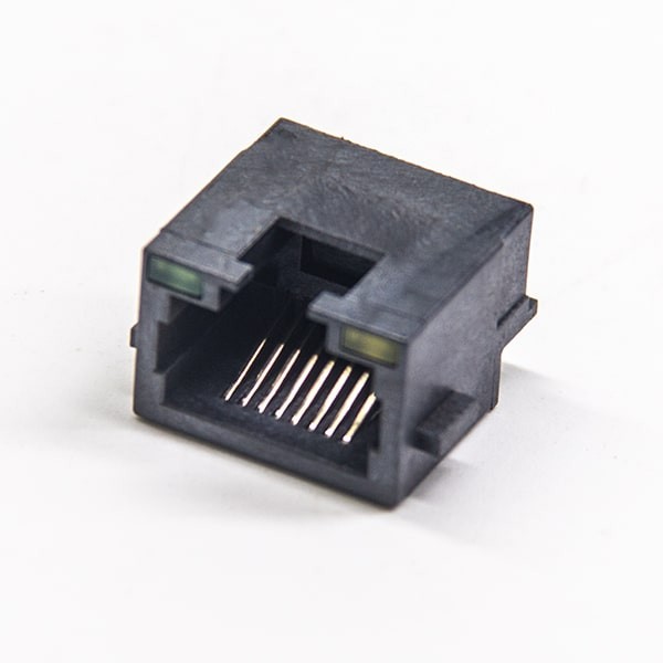 rj45带灯插座全塑弯式8p8c插件不带屏蔽穿孔式