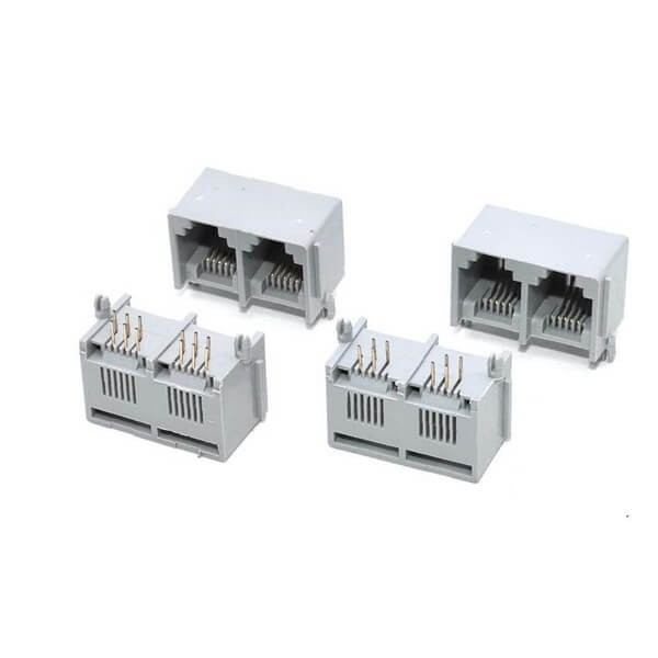 RJ11RJ45阿联酋vs丹麦亚盘
全塑1X2灰色6P6C电话口母座带边90度灰色X2