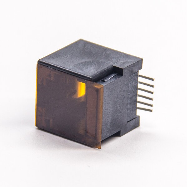 rj12接口黑色塑胶外壳直式SMT贴板接PCB板带盖